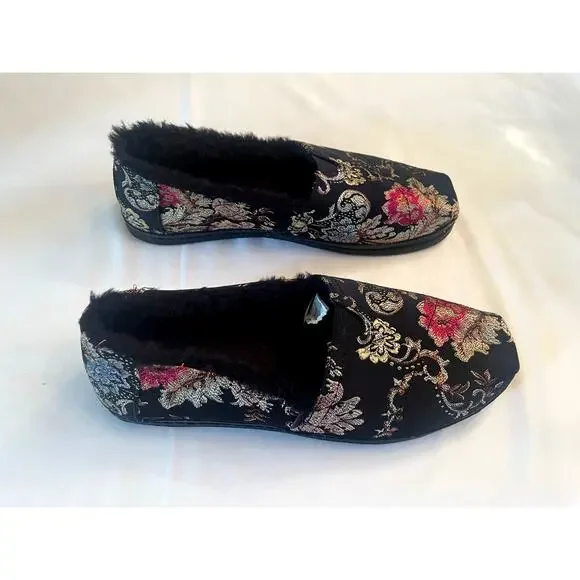 Tom’s Alpargata Black Floral Brocade Slip-On Women size 9 - Picture 6 of 7